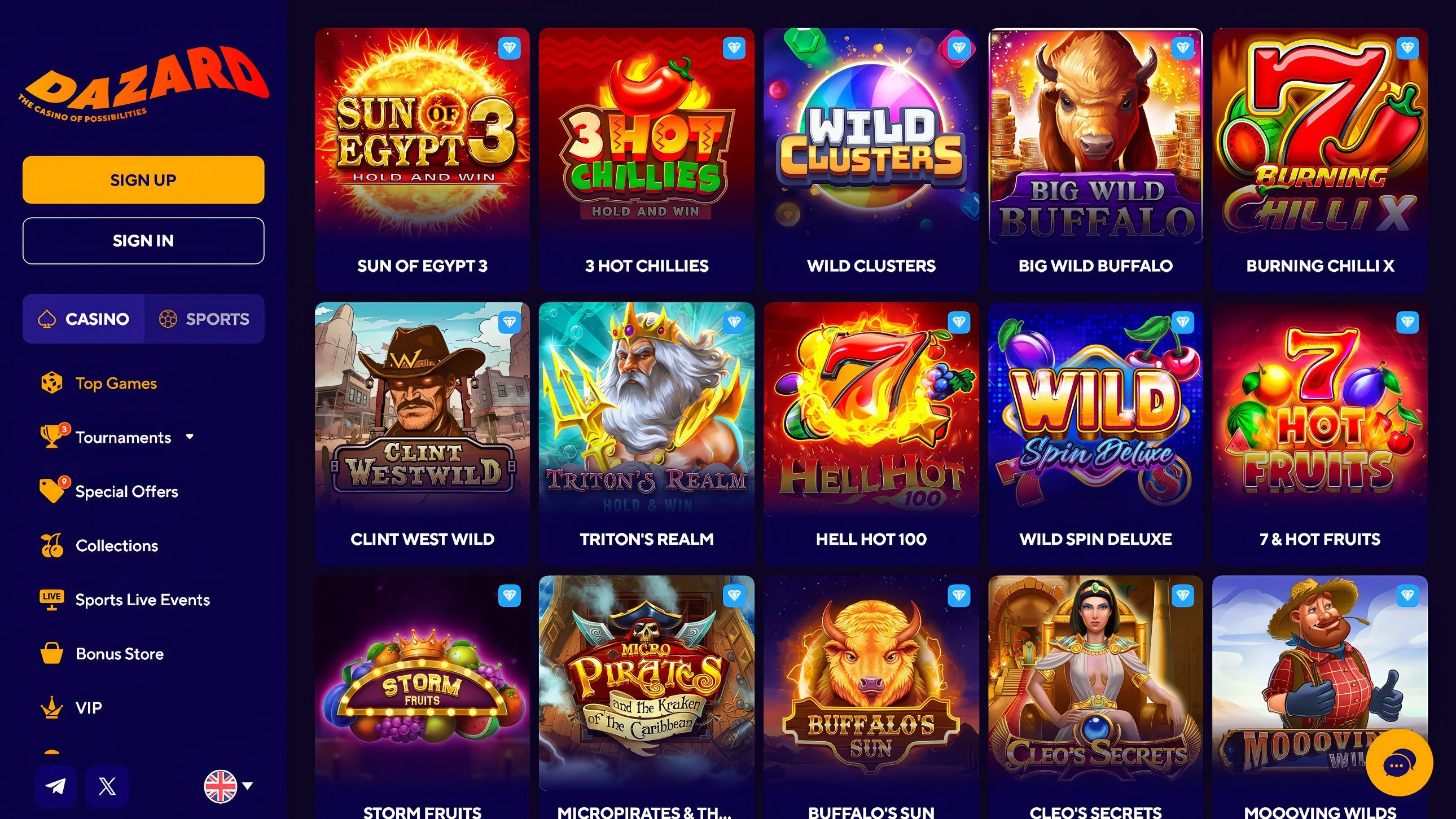 Dazard Casino desktop screenshot 2